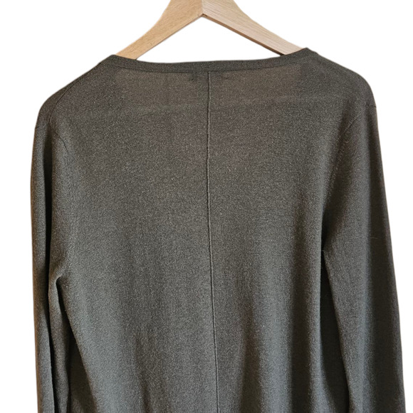 Garnet Hill 100% Cashmere Draped Button Front Top Sweater Green Women's Medium - Picture 7 of 7